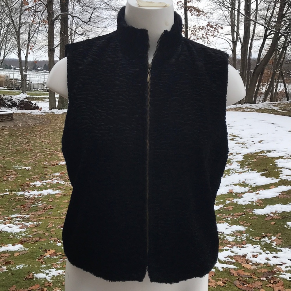 Fun Carol Anderson vintage fake fur vest L